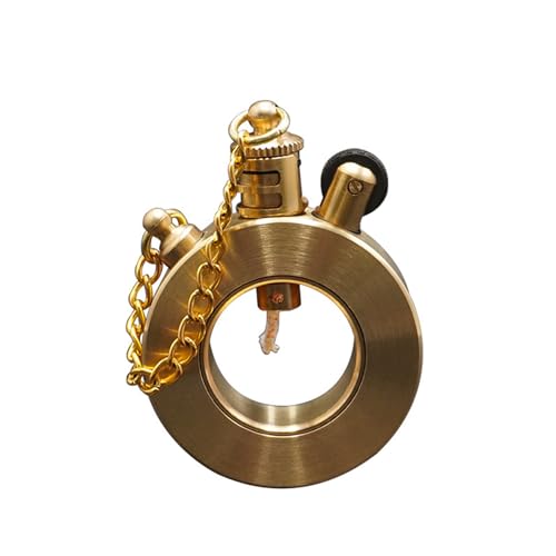 FUUBAMB00 Briquet à Kérosène en Cuivre Pur, Briquet Vintage, Cool, Transparent, Liquide, Rechargeable, Coupe-Vent, Outil de Fumage en Laiton pour Hommes