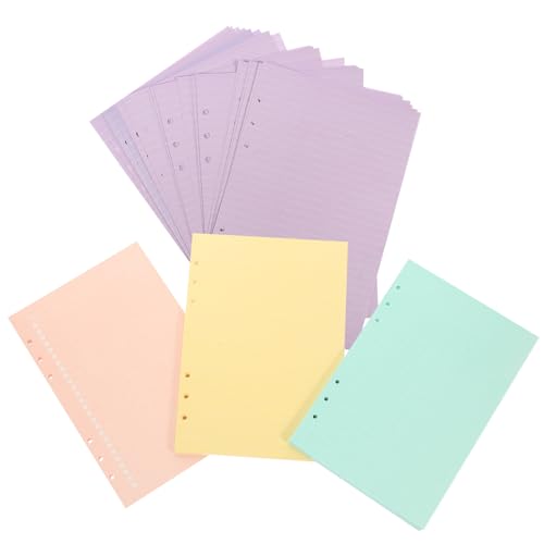 Abaodam 160枚 入りバインダー用カラーノートリフィル紙 彩色横罫線入り 書きやすく耐久性のある交換用ノート内芯 家計簿や手帳用実用的リ