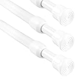 3 Stück Ausziehbare Gardinenstange Ohne Bohren, Ø13mm Klemmstange Vorhang, Teleskopstange Gardine, Gardinenstangen zum Klemmen, Verstellbare Vorhangstange, für Fenster, Kleinere Schränke(42-72cm Weiß)