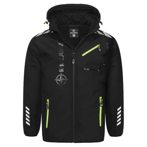 Kirkjubøur® Hestur Herren SOFTSHELLjacke 10.000 mm Wassersäule mit Kapuze und Fleecefutter, atmungsaktiv und wasserabweisend (DE/NL/SE/PL, Alphanumerisch, 3XL, Regular, Regular, Alvik Schwarz)