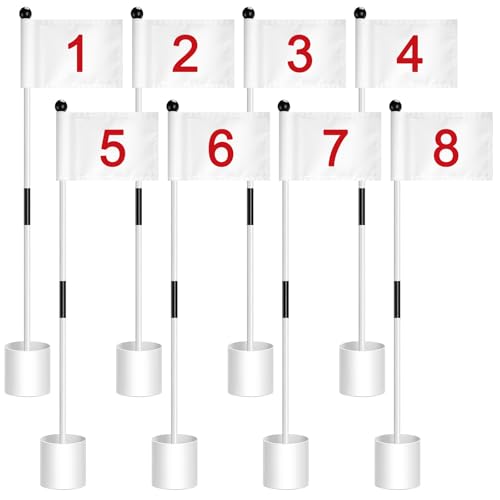 Hungdao 10 Set Golf Flagstick Mini Putting Green Flag For Yard Golf Pin Hole Cup And Flag Set Portable Practice Putting Green Flagsticks For Driving Range Backyard Gift Idea (Normal,Mixed)