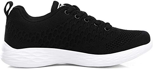 ALI&BOY Mujer Gimnasia Ligero Sneakers Zapatillas de Deportivos de Running para(38 EU, Negro/Blanco)
