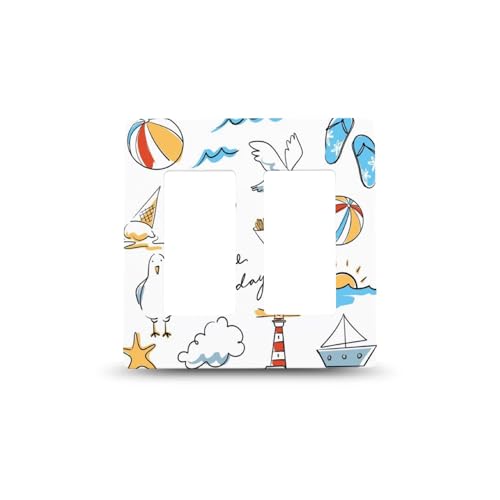 Seaside Beach Ball Seagull Lighthouse Light Switch Cover Guard Light Switch Power Plug Cover Wall Outlet Outlet Covers For Bathroom Home Bedroom Living Room Decor 2-gang