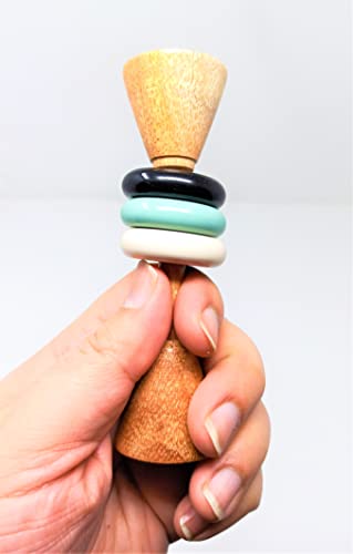 Image of A&A Kreative Wooden Rattle Handcrafted for Toddler Kids Children (Dumbell-Rings)