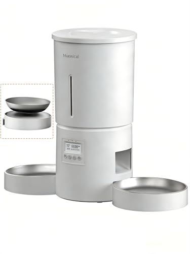 Automatic Cat Feeder for 2 Cats,6 Meals/Day,12 Portions/Meal,Dual Power Double Bowls,Dry Pet Food...