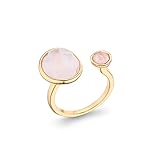 MJLULU Elegant 14K Gold-Plated Statement Ring with Light Pink Simulated Rose Quartz - Hypoallergenic & Lightweight, Dainty & Simple for Daily Wear - Minimalist Jewelry