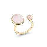 Elegant 14K Gold-Plated Statement Ring with Light Pink Simulated Rose Quartz - Hypoallergenic & Lightweight, Dainty & Simple for Daily Wear - Minimalist Jewelry by MJLULU