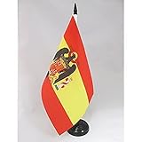 AZ FLAG Bandera de Mesa de ESPAÑA DE Franco 1945-1977 21x14cm - BANDERINA de DESPACHO FRANQUISTA ESPAÑOLA 14 x 21 cm