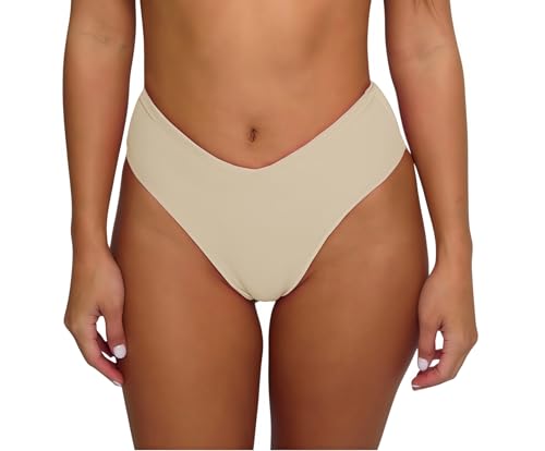 Image of geluboao Women's Bikini Bottom Sexy V Cut High Cut Swimsuit High Waisted Bathing Suit Bottoms