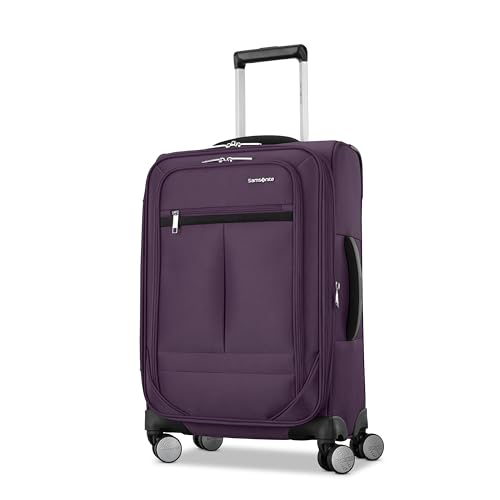 Samsonite Carry-On Soft-Sided Expandable 21-Inch Element Suitcase: Airline Approved for Most Major Airlines Durable 360 Spinner Wheels Adjustable Handle 2 Front & Side Pocket- Purple
