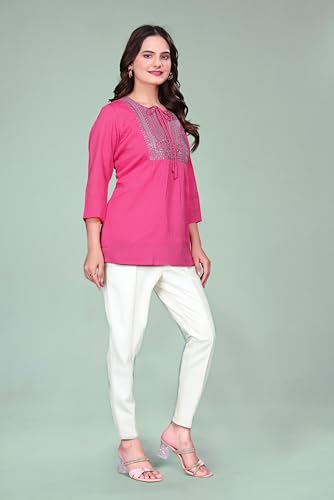 Image of SHANTVAN GALLERY Women's Tunics - Stylish & Comfortable Kurti for Woman with 3 /4 Designer Sleeves | Elegant Indian Short Tunic Top for Ladies | Casual, Festive