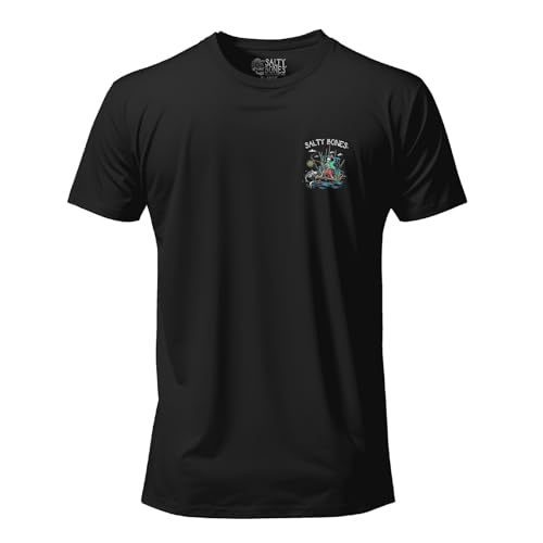 Salty Bones Born to Fish Forced to Work Fishing Boat Graphic T-Shirt, 100% Ringspun Cotton, Classic Fit, Printed in USA2
