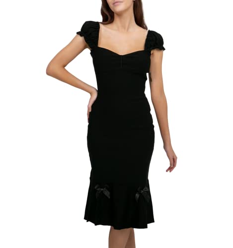 Image of Pin Up Doll Women's Stretchy Sexy Wiggle Dresses, Wear On Or Off Shoulder, Pinup Retro 1950 Style Cocktail Party Wiggle Dress