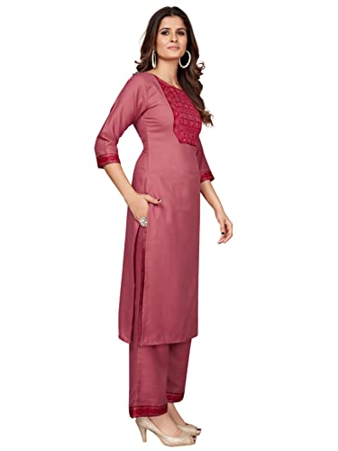 Image of Vbuyz Women's Cotton Blend Solid Straight Stitched Kurta Palazzo with Dupatta