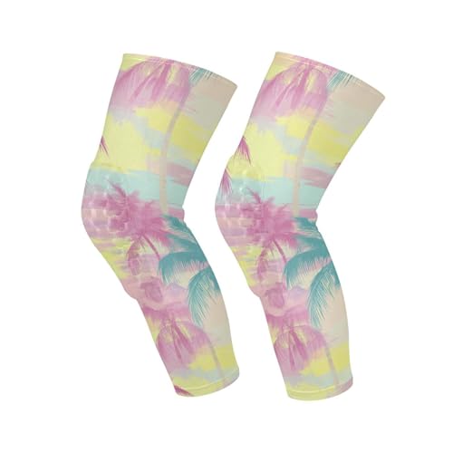 JUNZAN Tropical Pink Green Basketball Knee Pads for Youth Kids Wrestling Knee Pads with Sleeves Sport Kneepads for Volleyball Football