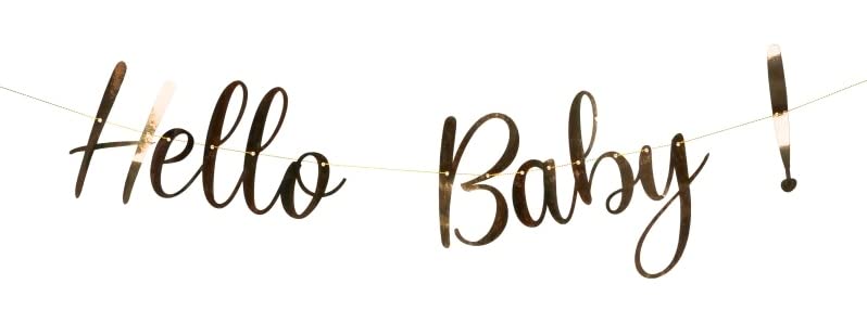 Gold “Hello Baby” Garland – 150 cm × 18 cm Metallic Baby Shower Party Decoration Banner, Gender Reveal, Welcome Baby & Nursery Decor