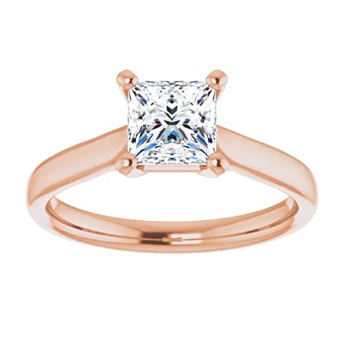 925 Silver,10K/14K/18K Solid Rose Gold Handmade Engagement Ring 1.5 CT Princess Cut Moissanite Diamond Solitaire Wedding/Gorgeous Gifts for/Her Wife Ring