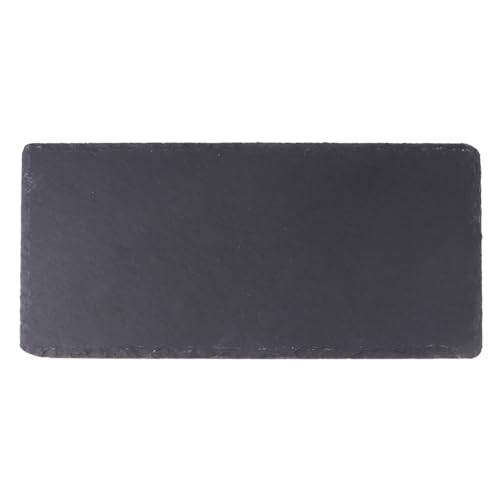 Uonlytech Bandeja de Piedra Natural Negra Rectangular para Barbacoa al Aire Libre, Plato para Parrilla y Sushi Diseño Elegante y Función para Exhibir Carne y Fruta
