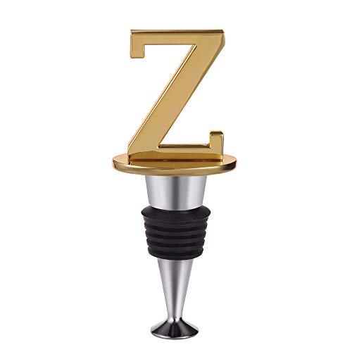 Wine and Beverage Bottle Stopper With Gold Finish (Letter Z)