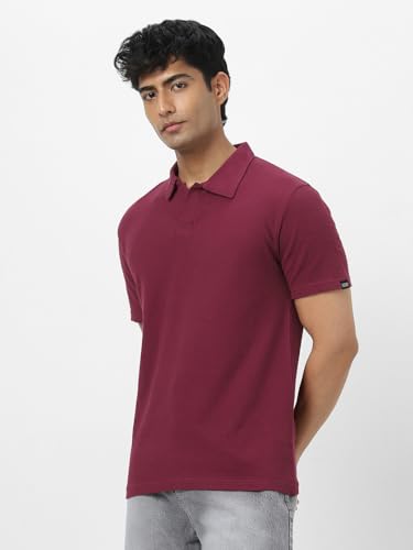 Image of Urbano Fashion Men's Textured Regular Fit Half Sleeve Cotton Polo T-Shirt