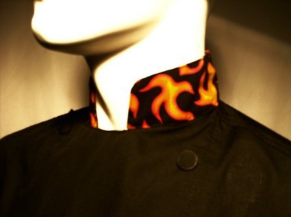 Chefskin 5X XXXXXL Chef Jacket Flames Short Sleeve Black Super Lightweight Cool Fresh