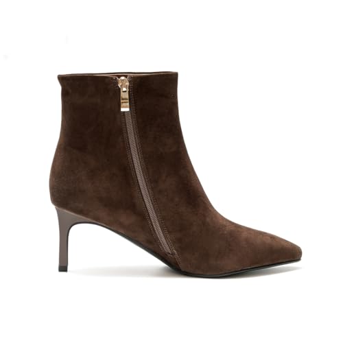 ONEENO Women's Classic Pointed Toe Heels Suede Ankle Boots3