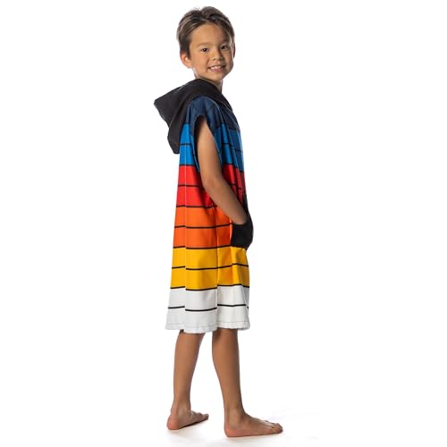 Image of Flow Changing Poncho for Kids - Microfiber Hooded Swim Towel Poncho for Boys & Girls, Perfect for Beach, Pool, or Swim - Quick Dry, Absorbent, Light Weight, and Easy to Pack (Brightside, Small)