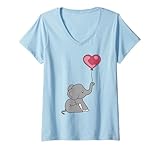 Cute Little Comic Elephant Red Heart Balloon Tees
