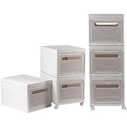 Cajoneras De Plastico Usadas Calma Dragon Cajas de Almacenaje Apilables con Tapa 3 Cajoneras de Plastico Organizador Estanterías con Ruedas Mueble Flexible Puntas Redondeadas Ahorra Espacio Tamaño Caja 38x38x25 Total 38x38x75