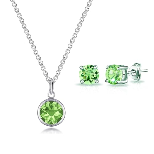 Philip Jones August (Peridot) Birthstone Necklace & Earrings Set Created with Zircondia® Crystals