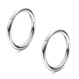 MILACOLATO 2Pcs G23 Titanium 18G Nose Rings Hoop Lip Rings Hinged Segment Rings for Women Men Helix Daith Tragus Cartilage Earrings Piercing Jewelry 8mm