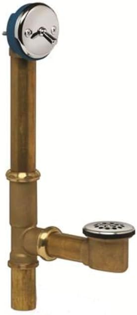 Brass Trip Lever Bath Waste Drain - 20 Gauge - Fits Most Tubs Up to 16" Deep - 1-1/2" Diameter - Chrome Plated Trim