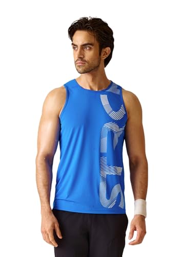 Image of STRCH Men's ActiveCore Tank Top | Regular Fit Sleeveless Activewear Vest | Crew Neck Workout Tank for Gym, Running, Training & Fitness | UV Protection & Anti-Odour | Electric Blue