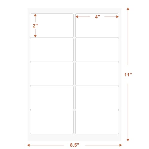2"x 4" (25 Sheets) Address Labels, Labels Sticker Paper for Laser/Ink Jet Printer, Printable and Writable White Sticker Labels- Matte, 10 per Page Labels (Total 250 Labels) image 1