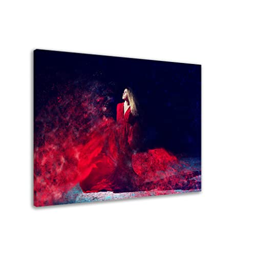 Toile encadrée robe rouge 70x100cm pour décoration murale