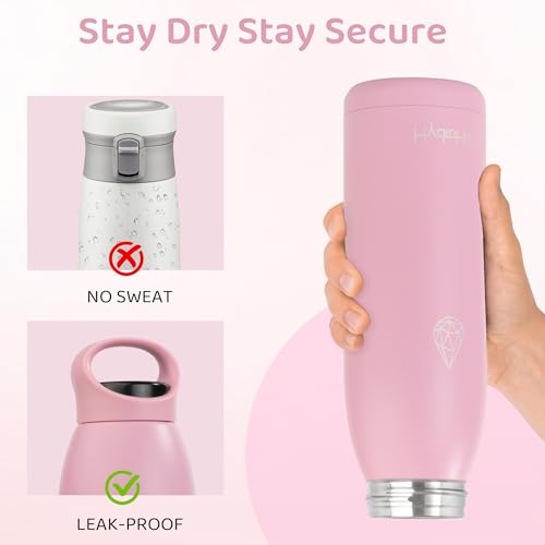 Image of 32oz Insulated Stainless Steel Water Bottle with Handle, Double Wall BPA-Free Metal Water Bottle, Leakproof, Keeps Cold 24H & Hot 12H, Ideal for Gym, Office, Hiking, Purple Pink