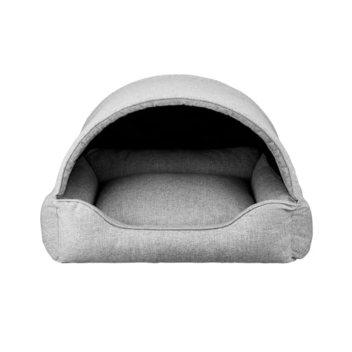Bjird Hundebett & Hundehütte in einem - Hundehaus mit Dach für kleine und mittelgroße Hunde - Hundehöhle - Hundebox - Hundesofa - Bezug abnehmbar & waschbar - stabiles Hundekorb - 60x 47 cm