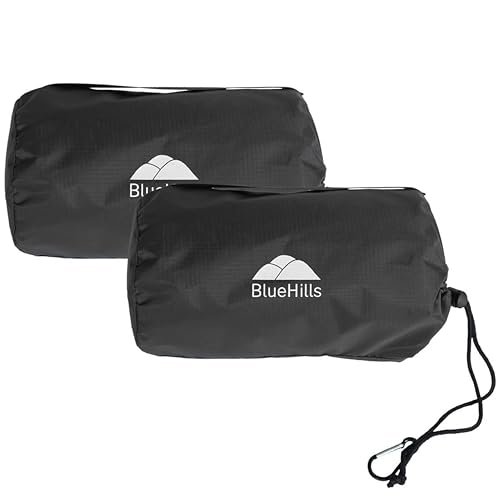 Image of BlueHills Ultra Compact Travel Blanket 2 Pack Large Soft Cozy Portable Blanket Sheet with Carry Case and for Flight Airplane Car Layover Camping Hotel C203-2PK-Black