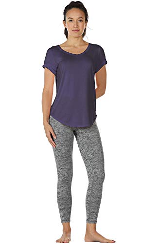 Image of icyzone Open Back Yoga Shirts for Women - Exercise Workout Tops, Athletic Short Sleeves, Running T-Shirts Loose Fit