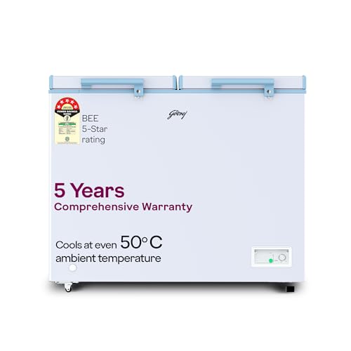 Image of Godrej DH ESNCH 325E 2HCLP RW with 5 Years Comprehensive Warranty, Pentacool+ Cooling, D-Cool Technology, Cools even at 50 C, Double Door Convertible Deep Freezer (288 L 5 Star, White)
