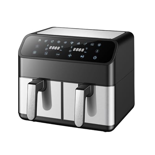 GQKVQ Air Fryer Dual Zone 8L, Friteuse sans HuileAvec 8 Programmes 2000W, Friteuse à Air Chaud, Fonctions Match Cook & Smart Finish, Friteuse Electrique avec LED Écran Tactile