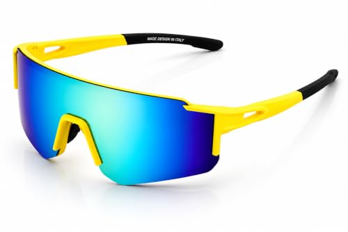Image of ALNA-TURA Sport Sunglasses for Men & Women UV400 Protection | Cycling Running Driving Goggles | Wraparound Shield Design | Anti-Glare Mirrored Lens | Lightweight Outdoor Sports Eyewear