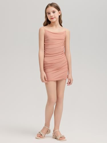 Girls Bodycon Dresses Ruched Tight Spaghetti Straps Formal Dresses Kids Party Homecoming Short Mini Pencil Dress3