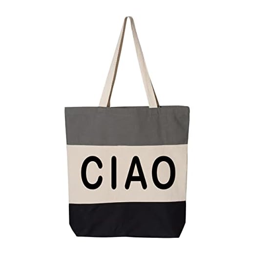 Ciao Beach Bag, Ciao Bella, Beach Tote Bag, Weekender Bag, Friends Trip Gift, (15"L x 15"H x 3"D, Tri-Color Grey)