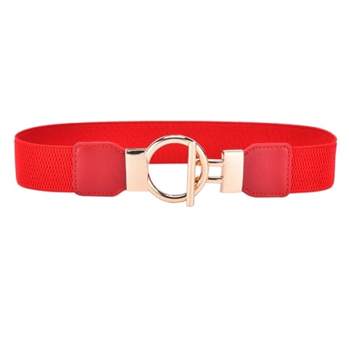 Decorative Belt Women Skinny Elastic Belt For Dresses,Thin Retro Stretch Waist Belt With Golden Buckle for Country Concert Outfit(75cm(Waist 75-100cm),4YF-4 Red)