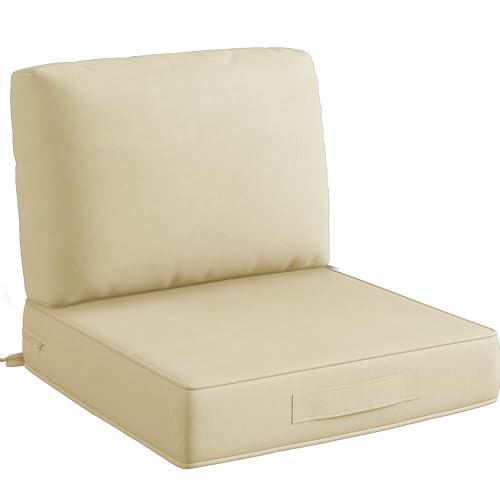 Codi 22x22 Outdoor Seat Cushions, Deep Seats Replacement Chair Cushion for Outside Couch, Sofa, Chairs, Waterproof for Patio Furniture, Beige