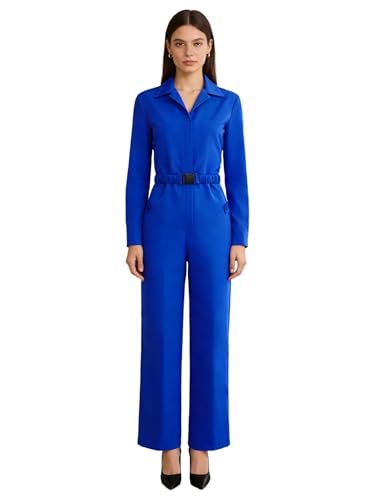 Combinaison-pantalon une pièce avec jambes larges et décolleté col V
