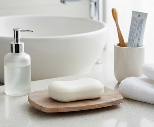 Image of KLEO Natural Stone Soap Dish Made of Natural Water Absorbent Rainbow Stone - Unique soap Dish.