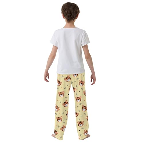 ZZXXB Lovely Tiger Print Boys Long Pants Soft Trousers Elastic Waist Kids Lounge Bottoms with Pockets S-XL3