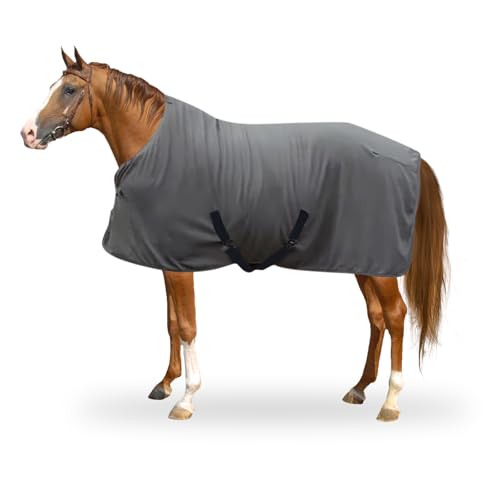 shallyong Manta de Invierno para Caballo, de Felpa Gruesa y Cálida, con Cinchas Cruzadas y Hebilla Pectoral Ajustables, Protección contra el Frío, Color Gris